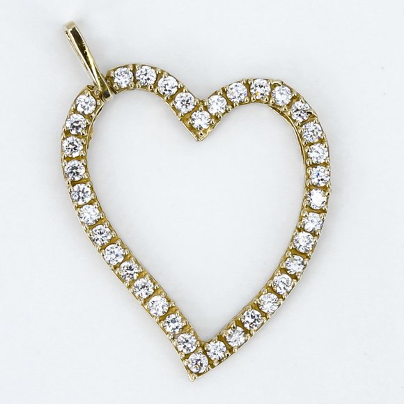 10k Yellow Gold Cubic Zirconia Heart Pendant - Picture 1 of 3